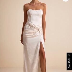 Lulu's Elegant Strapless Ivory Dress